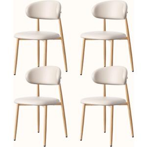 Upholstered Dining Chairs Set of 4 Mid-Century Modern Kitchen & Dining Room Chairs with PU Leather Seat and Backrest Ergonomic Sillas de Comedor(Original/Beige)