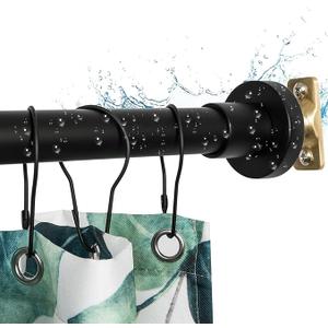 Artiwell Heavy Duty Shower Rod, Adjustable Shower Curtain Rod, Expandable 47-84 Inch, Permanent Mount Shower Rod, Never Rust Stainless Steel For Window Curtain and Closet, Matte Black