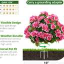 Artificial Topiary for Outdoors 18 Geranium Flower Ball, Outdoor Topiary Artificial Plant for Front Door, Garden, Yard, Patio(2, Pink)