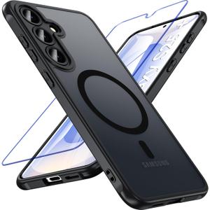 BESINPO for Samsung S25 Plus Case [S25+], Magnetic for Galaxy S25 Plus Case with Screen Protector, Wireless Charging for S25+ Case, Shockproof Slim S25 Plus Phone Cover for Magsafe, Translucent Black