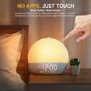 Geuuap Sunrise Alarm Clock White Noise Sound Machine for Bedroom | Natural Wake-Up Light with 30 Soothing Sleep Aids, Bluetooth Speaker, Dimmable Clock, Screen-Free Design for Baby Adults Kids-White