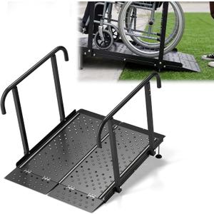 RDCMKL Wheelchair Ramp with Handrails, 3-10" Rise, Non-Slip, Carbon Steel
Multiple Size Options, Home Steps, Porch Entry, Seniors, Caregivers, Reflective Strips, 770 lb Capacity, Strollers, Carts
