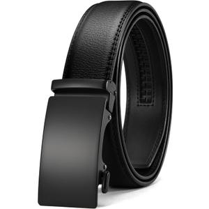 CHAOREN Mens Belt - Mens Ratchet Belt Leather 1 3/8" for Dress Pant - Micro Adjustable Belt Fit Everywhere (Black)