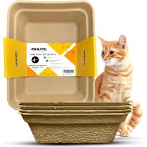 Disposable Litter Boxes (Brown, Large 4-Pack)