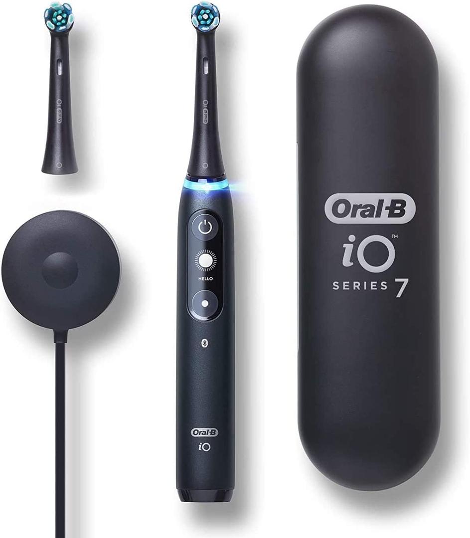 Oral-B iO Series 7 Electric Toothbrush with 2 Replacement Brush Heads, Black Onyx (1 Count (Pack of 1))