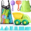 TOY Life Beach Toys for Toddlers Age 3-5, Sandbox Toy Building Sets with Sand Bucket Dump Truck and Waterproof Mesh Bag, Travel Sand Castle Toys for Kids