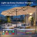 SUPERJARE 15ft Large Patio Umbrella with Base included, Double Sided Outdoor Umbrella with Solar Lights, Pool Umbrella with Fade Resistant Canopy for Deck, Porch, Yard, Balcony, Beige