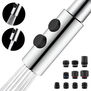 Metal Kitchen Sink Faucet Head Replacement, Chrome Kitchen Faucet Spray Head with 10 Adapters, Stainless Steel Pull Out Kitchen Faucet Replacement Sprayer Nozzle