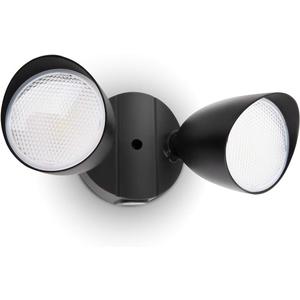LUTEC 6222B-D2D 2500 Lumen 32 Watt Dusk to Dawn Dual-Head Flood Light Outdoor Waterproof Exterior Security Floodlight Light, Full Metal Design for Patio, Garden, Yard-Black (Black-dusk to Dawn)