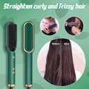 2023 New Negative Ion Hair Straightener Styling Comb with 5 Temp, 2 in 1 Brush and Curler, Portable Electric Straightening Heated 10s Fast Heating Anti-Scald (White) 1.0 Count