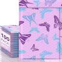 Fuxury Bubble Mailers 6x10" Pinkish-Purple Padded Envelopes 100 Pack with Blue-Purple Butterfly Special Design Padded Mailers Waterproof Bubble Envelopes for small business Jewelry Makeup Supplies #0