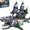 HJPLPXH Mechanical The Ghost Sea Shark Pirate Ship Building Blocks Set | Toys Gift for Kids Adult Collections Enthusiasts