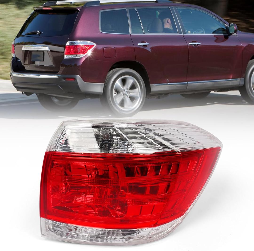 Huray Right Tail Light for Toyota Highlander 2011-2013 Passenger Side Halogen Taillight Lamp Assembly Replacement for TO2801185 815500E070