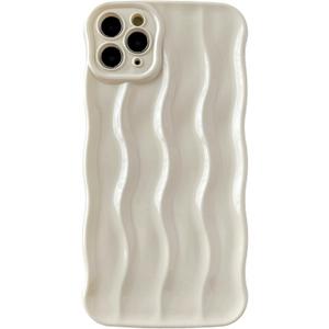 Caseative for iPhone 11 Pro Max Case,Water Ripple Pattern Curly Wave Frame Soft Phone Case (White)