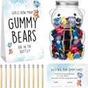 Outus Baby Shower Games Guess How Many Bears Sign 100 Guessing Game Cards 10 HB Pencils 1 Cute Bear Bottle for Guests Gender Reveal Party Favor(Blue)