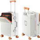 AIWEINY Carry on suitcase Zipperless Luggage,Polycarbonate Aluminum Hard Shell, Expandable Carry-On Suitcase with Spinner Wheels (orange, 20 inch)