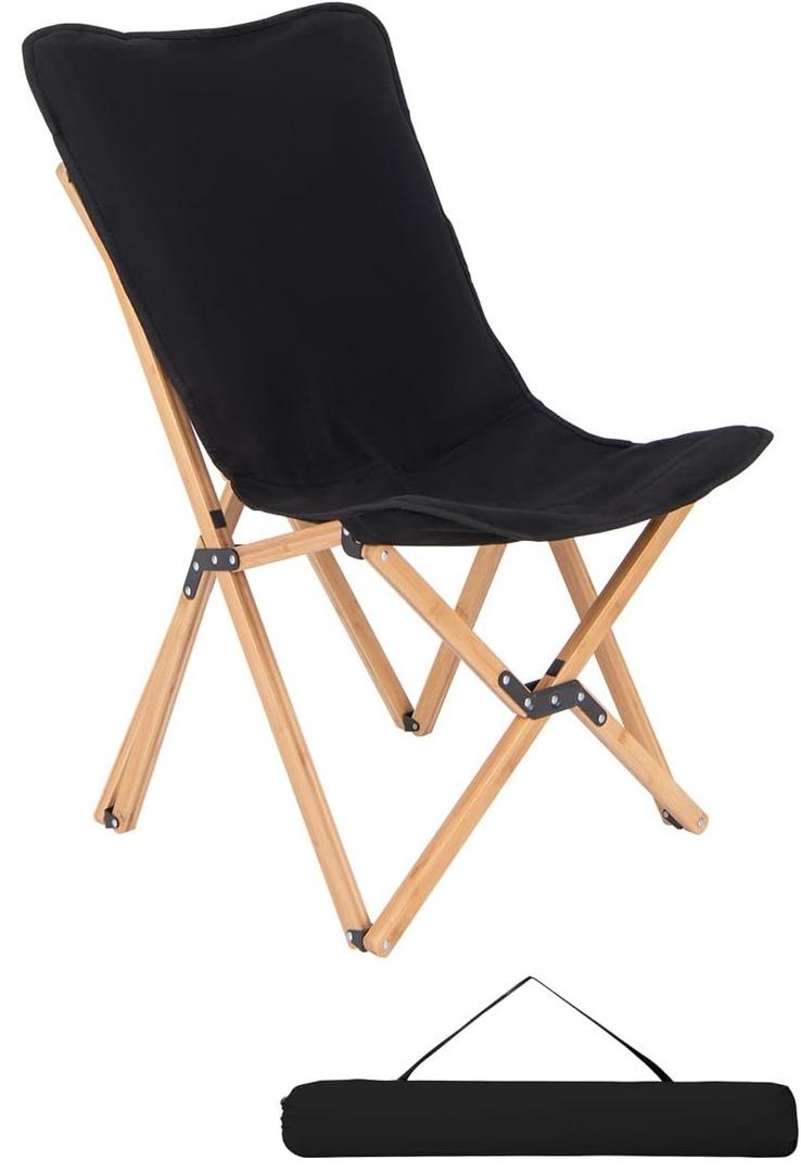 KOTEK Camping Chair 1 Pack, Folding Beach Chair for Adults with Carry Bag, Bamboo Frame, High Back Lawn Chair for Outdoor Travel Picnic Hiking Fishing Reading, Supports 330 Lbs