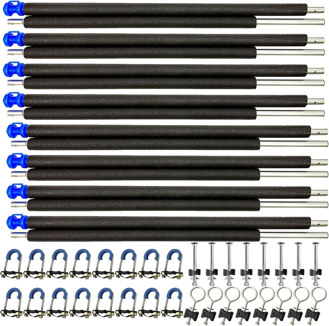 8 Universal Trampoline Enclosure Net Poles, Trampoline Poles Replacement and Hardware Fits 8 Straight Poles Round Frame