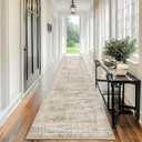 Runner Rug 2'6" x 12' Washable Non-Slip Runner Rugs for Kitchen Bathroom Laundry Room Vintage Ultra Thin Runners for Hallway Entryway Brown