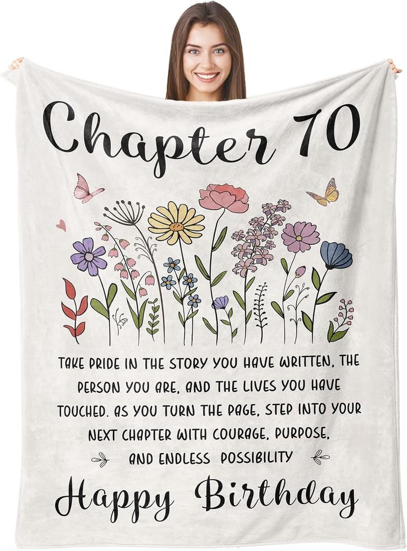 70th Birthday Gifts for Women, Chapter 70 Birthday Blanket, Best Gifts for 70 Year Old Woman, 1956 Birthday Decorations, Turning 70 Throw Blankets for Mom - 50'' x 60''