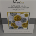 EpiqueOne 20-Piece Tissue Paper Pom Poms Party Decoration Kit - Gold, Silver & White | Different Sizes - 6", 8", 10", 12" & 14" | Ideal for Birthdays, Bridal or Baby Showers, Graduation & More