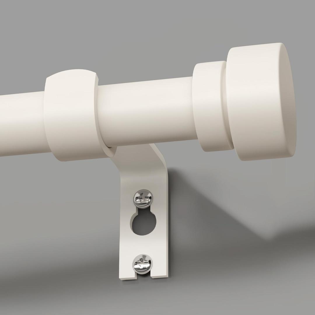 Modern White Curtain Rods for Windows 48 to 84 Inches Adjustable Length Heavy Duty 1" Diameter Window Curtain Rod with Decorative Finials for Outdoor Farmhouse Bedroom Kitchen Living Room