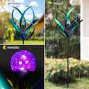Lariander Outdoor Wind Spinners with Solar Light, 82'' Metal Large Spinner Yard Art, Peacock Blue Wind Sculptures for Garden Lawn Patio, Gifts for Family