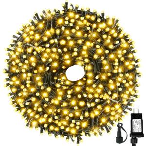 MZD8391 328FT 1000LEDs Christmas Lights Outdoor Indoor 8 Modes for Christmas Tree Party Decoration, 100% UL Listed (Warm White)