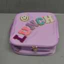 Preppy Lunch Box for Girls with 10oz Thermo, with 6 Compartment Bento Box, Purple Nylon Insulated Lunch Bag Adjustable Strap for Girl Kids Teens School Travel Picnic