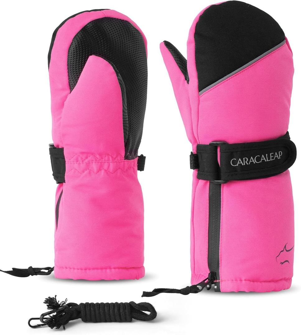 Toddler Kids Snow Mittens Waterproof Ages 2-4, Thinsulate Warm Boys Girls Winter Ski Mittens for Kids