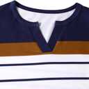 SOFIA'S CHOICE Striped Shirt Women Basic Casual V Neck Long Sleeve T Shirts Deep Blue White, X-Large