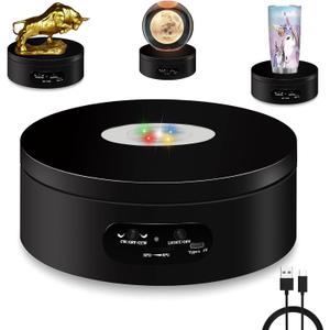 YVV LED Rotating Display Stand, Lighted Base-Crystal Glass Art, 360 Degree Automatic Mute Rotating Turntable, Motorized Display Stand with Colorful Lights, Tumbler Supplies Spinner 4.72in YVV LED Rotating Display Stand, Lighted Base-Crystal Glass Art, 360 Degree Automatic Mute Rotating Turntable, Motorized Display Stand with Colorful Lights, Tumbler Supplies Spinner 4.72in