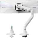 monTEK Heavy-Duty Monitor Arm for 17-57" Ultrawide Curved Screen, Supports up to 59.4 lbs, Adjustable Gas Spring Arm, 75/100 VESA Mount, Clamp & Grommet Desk Monitor Mount Single, White
