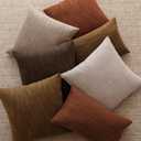 Foindtower Set of 2 Decorative Textured Burlap Linen Throw Pillow Covers Farmhouse Boho Cushion Cover Solid Accent Pillowcase for Couch Sofa Bed Living Room Home Decor, 2222 Inch,Dark Rust Brown (Umber)
