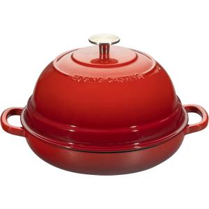 Enameled Cast Iron Dutch Oven Pot with Lid, Round Bread Oven for Homemade Sourdough Bread Baking, 6 Quart, Red