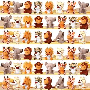 30 Pieces Small Stuffed Jungle Animals, Mini Stuffed Safari Animals Toys, 4.8 Inch Plush Lion Tiger, Elephant Giraffe Leopard Monkey for Baby Shower Safari Jungle Themed Party