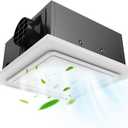 Upgrade 12" Ultra Quiet Bathroom Exhaust Fan with 6500K LED Light, 1.0 Sone 120 CFM, 10x10 Mount, 1500 LM Ceiling Ventilation Fan, Energy Efficient (12in Metal LED Light)