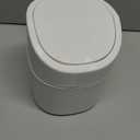 Mini Desk Trash Can with Lid with Trash Bags 180 Pcs Swing-Lid Tiny Countertop Garbage Bin Small Table Top Plastic Covered Waste Basket (White)