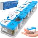 Extra Large Weekly Pill Organizer - XL Daily Pill Box - 7 Day Am Pm Pill Case Jumbo Pill Container for Supplements Big Pill Holder Twice A Day Oversized (Blue/White)