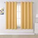 DUALIFE Yellow Solid Blackout Curtains for Bedroom 54 Inches Long Short Room Darkening Window Drapes Thermal Insulated Curtain Panels with Grommet 52W x 54L,2 Panels,Desert Mist