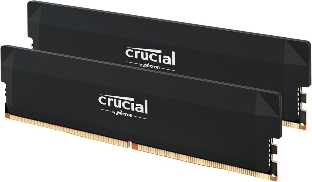 Crucial Pro 32GB DDR5 RAM Kit (2x16GB),CL36 6000MHz, Overclocking Desktop Gaming Memory, Intel XMP 3.0 & AMD Expo Compatible, Black - CP2K16G60C36U5B