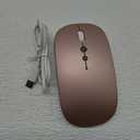 Halpilt LED Wireless Mouse A100S Rechargeable Portable Silent Mouse with Optional USB and Type-C Receiver 3-Speed Adjustable DPI for PC/Mac/Laptop (Rose Powder)