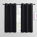 NICETOWN Blackout Draperies Window Curtain Panels, Autumn/ Winter Thermal Insulated Solid Grommet Blackout Curtains/ Drapes for Cafe (Set of 2, 42 inches by 50 inches, Black)
