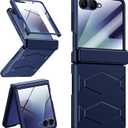 for Samsung-Galaxy Z-Flip-7 Armor Case: Full Body Protective Phone Case [Non-Slip Texture][Rugged Hinge Protection][Fast Wireless Charging] Durable Rugged case for Z Flip 7 5G(2025) Blue