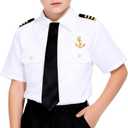 SCYPRUTH Kids Yacht Captain Costume Sailor Captain Costume with Accessories for Career Day 100 Days of School Halloween (5-6 Years)