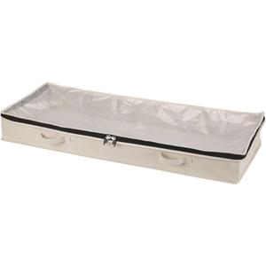 Household Essentials Cedarline Under Bed Storage Bag, Heavy-Duty Cotton Canvas, Textured PEVA Top with Durable 3-Sided Zipper, Front Handles, Foldable, Space-Saving, Natural