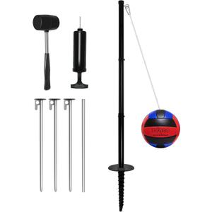 Portable Tetherball Set with Tetherball Ball, Rope and Pole, Heavy Duty Tetherball Pole Set for Family Fun, Outdoor Game Fun for Adults Backyard, Lawn, Sand and Beach