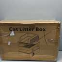 Homegroove Stainless Steel Sifting Litter Box for Pine Pellets, 23.6''Lx15.7''Wx12''H Cat Litter Box with Lid for Indoor Cats Metal Pellet Sifter Litter Pan with Plastic Scoop &10 Urine Pads (6 Inch)