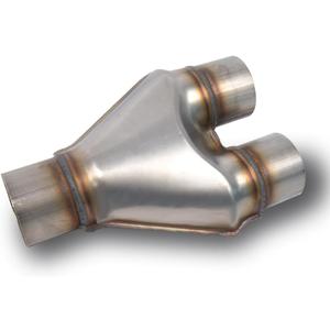 ID 2.5" Exhaust Y-Pipe Adapter, T409 Stainless Steel 2-1/2 Inch Dual to Single Y Pipe Connector, 10" Overall Length