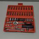 Egofine 46 Pieces 1/4 inch Drive Socket Ratchet Wrench Set, with Bit Socket Set Metric and Extension Bar for Auto Repairing and Household, with Storage Case